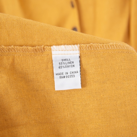 Rebellion Mustard Button Down Linen Midi Dress - Picture 4 of 8